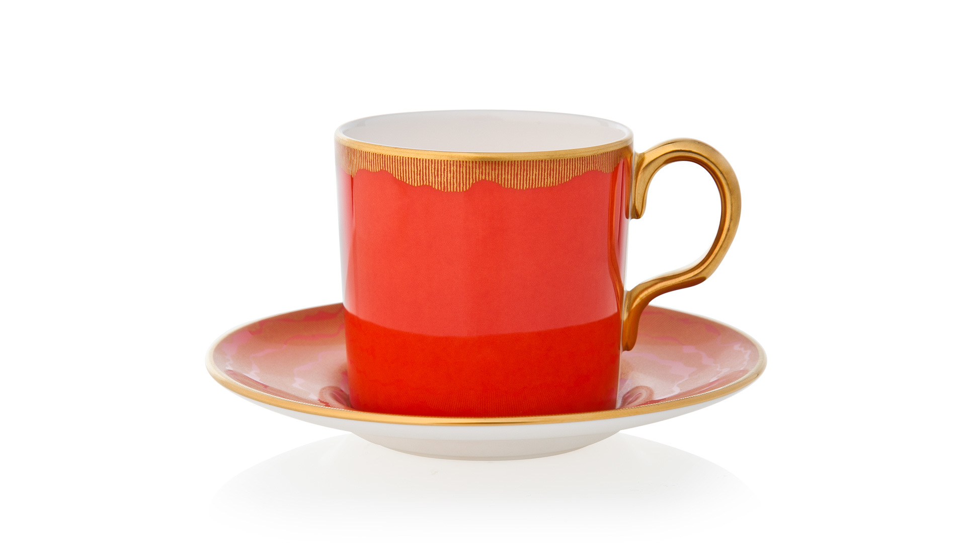 Чашка кофейная с блюдцем Royal Crown Derby Рюши 90мл, красная