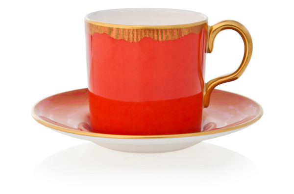 Чашка кофейная с блюдцем Royal Crown Derby Рюши 90мл, красная