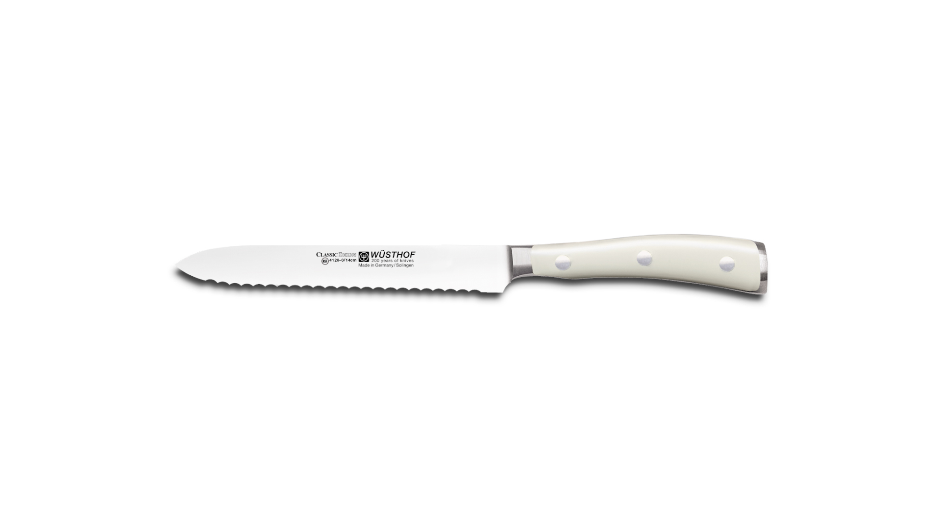 Нож кухонный для бутербродов Wuesthof Ikon Cream White 14 см, сталь кованая