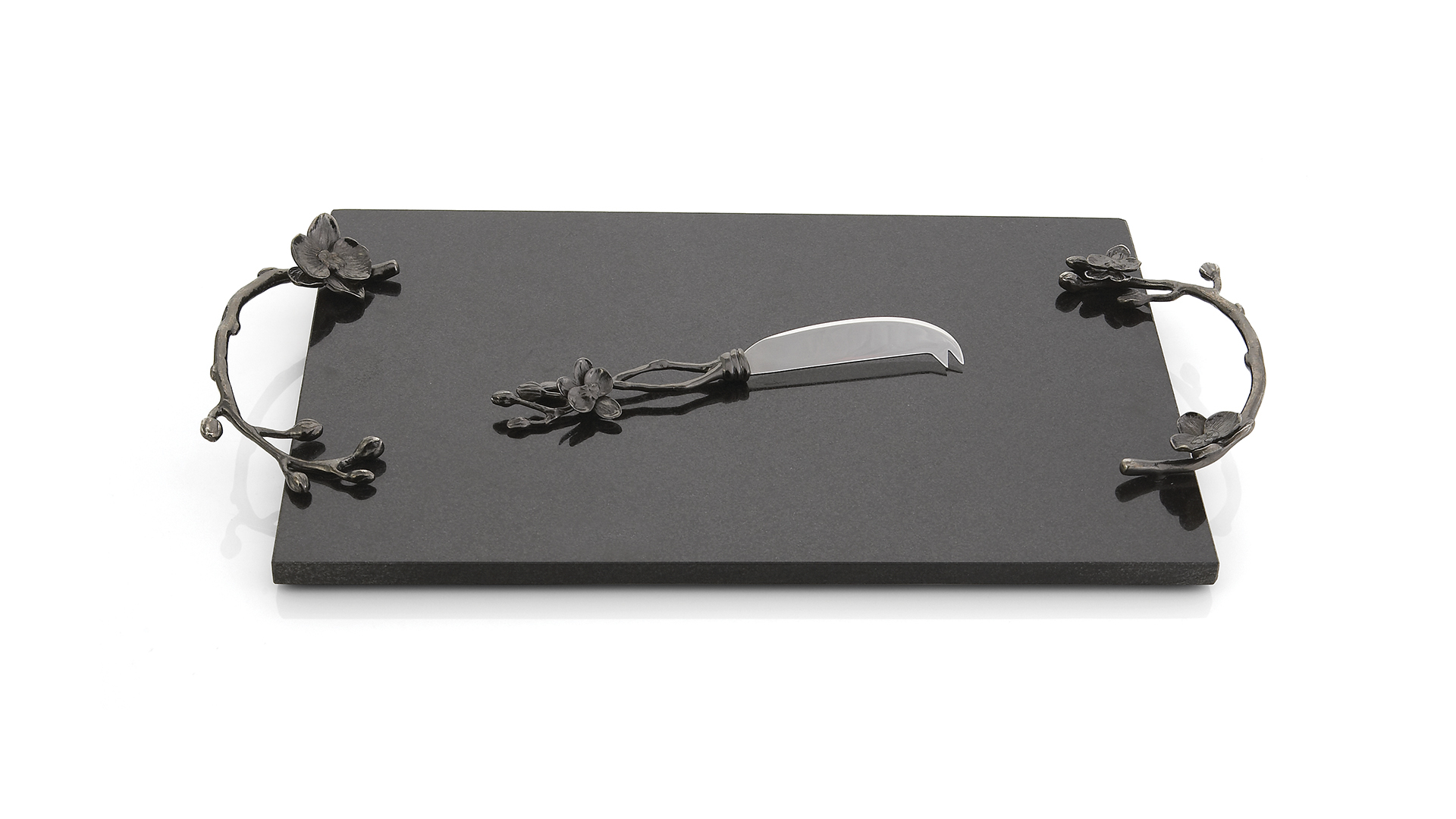 Доска для сыра прямоугольная с ножом  Michael Aram Чёрная орхидея 46x25 см, чёрная