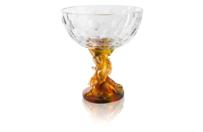 Чаша на ножке Cristal de Paris Стрекозы 18см, янтарная
