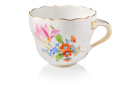 Чашка для мокко Meissen 100мл Букет из трех цветов, тюльпан, золотой кант