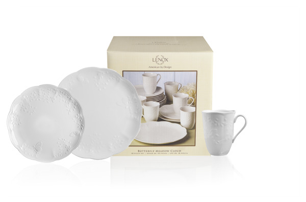 Сервиз чайно-столовый Lenox Бабочки на лугу на 6 персон 18 предметов белый, рельеф