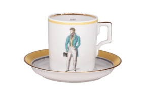 Чашка чайная с блюдцем ИФЗ Modes de Paris Гербовая 220 мл, фарфор твердый, желтый