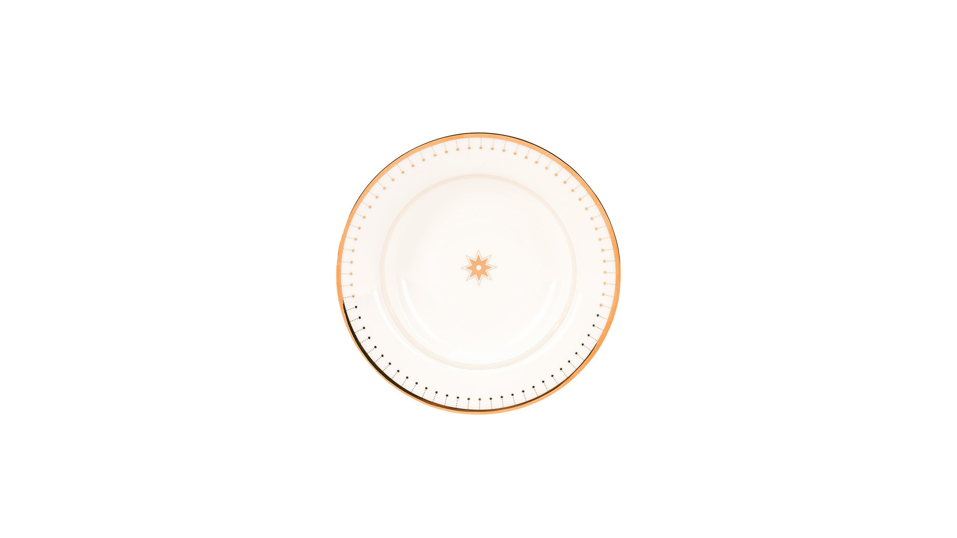 Тарелка суповая ИФЗ Азур Стандартная2 23,5 см, с золотом, фарфор костяной