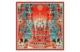 Платок сувенирный Русские в моде Москва Кремль Фаберже 90х90 см, шелк, вискоза, машинная подшивка