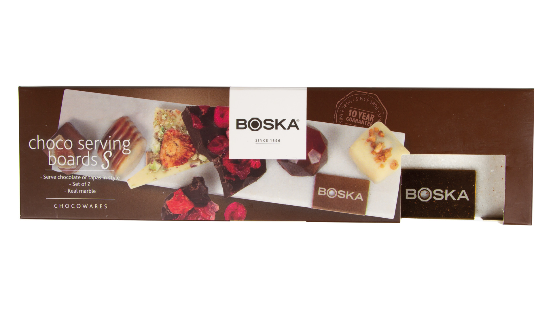 Доска сервировочная Boska Шоколад 20,5х5 см, набор 2 шт, мрамор