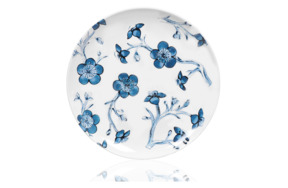 Тарелка обеденная Дулевский фарфоровый завод Синие цветы 27 см, керамика