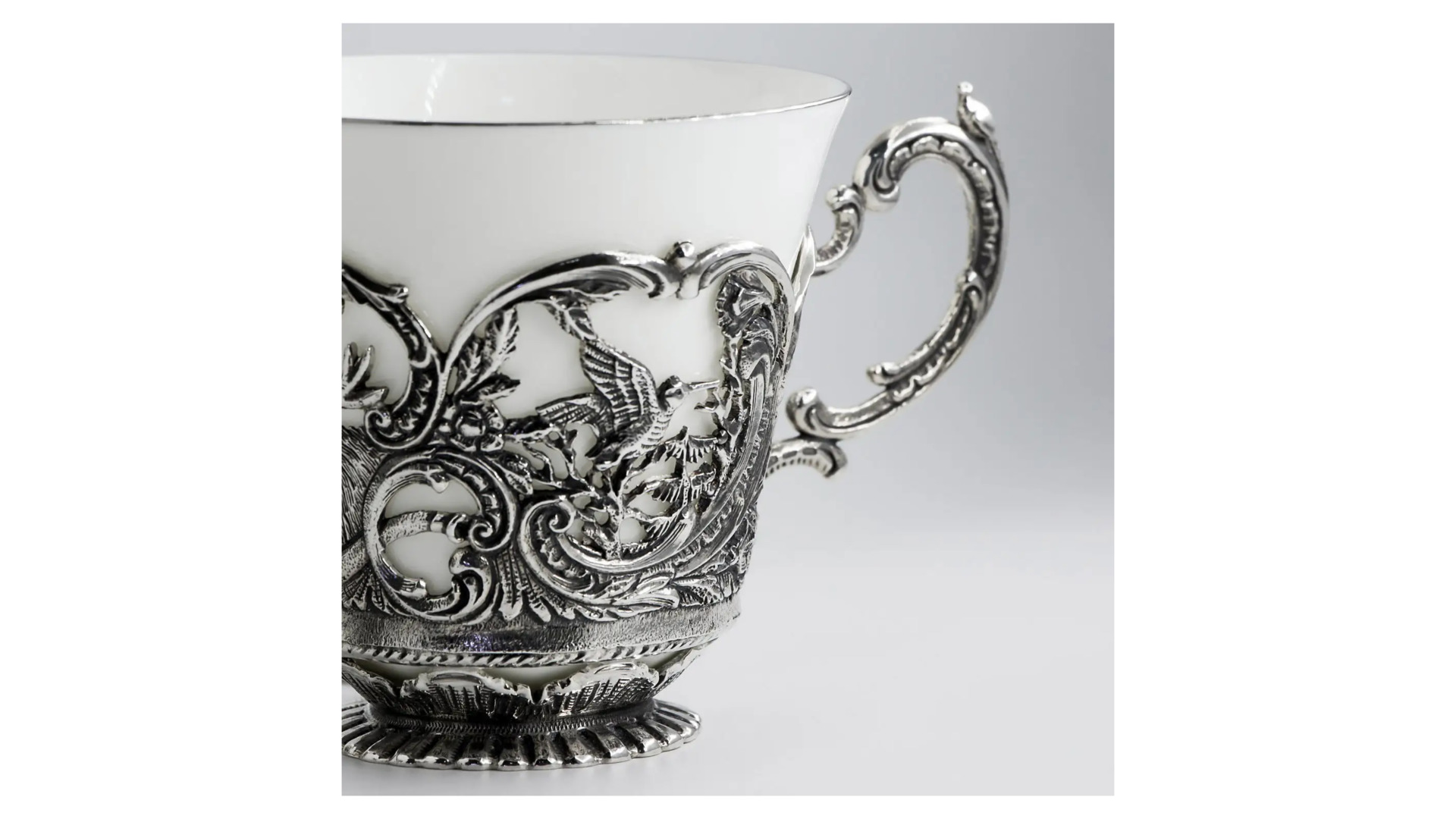 Набор чайный в футляре АргентА Королевская охота 348,69 г, 4 предметов, серебро 925