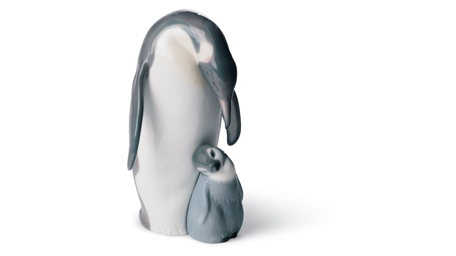 Фигурка Lladro Пингвин с пингвиненком 16х22 см, фарфор
