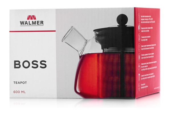 Чайник заварочный Walmer Boss 600 мл, стекло, черный