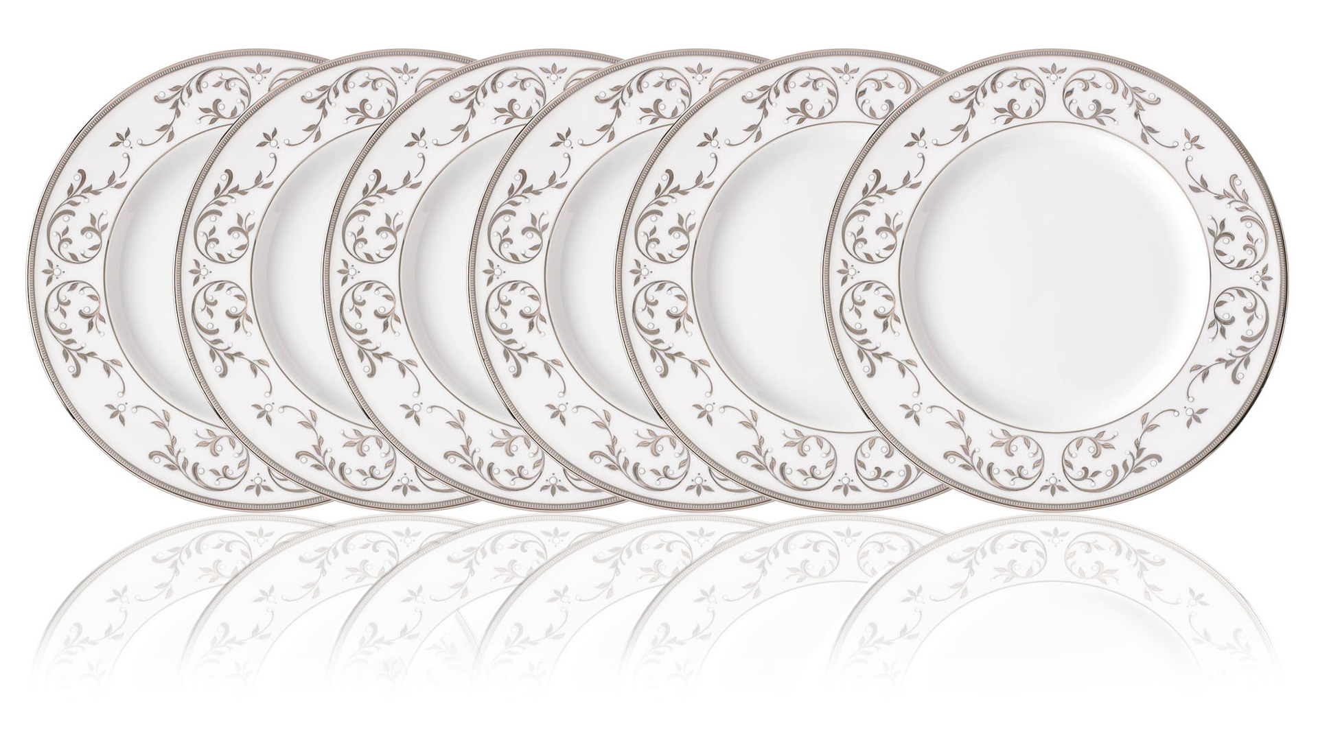 Набор тарелок акцентных Lenox Чистый опал, платина 23 см, фарфор 6 шт