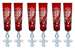 Набор бокалов для шампанского ГХЗ Трактир 175 мл, 6 шт, хрусталь, красный