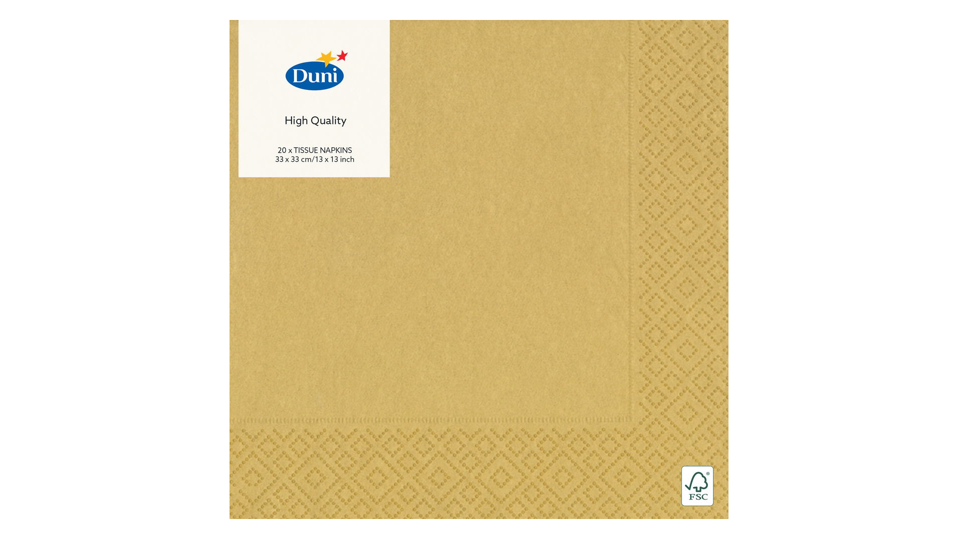 Салфетки бумажные трехслойные Duni Dainty 33х33 см, золотой