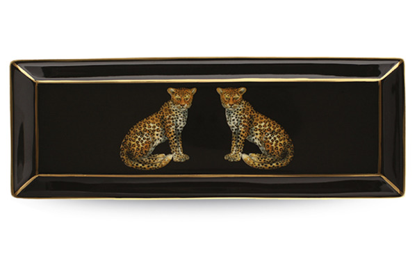 Мелочница прямоугольная Halcyon Days Дикая природа Леопарды, 20х7 см, фарфор