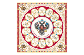 Платок сувенирный Русские в моде Императорский дом 120х120 см, шелк, вискоза, машинная подшивка