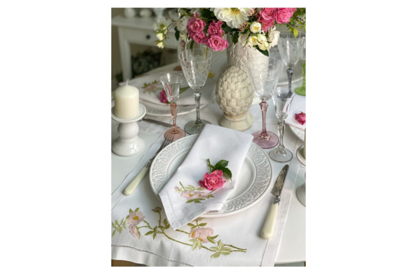 Набор из салфетки и плейсмата Momo for home Розовые цветы 50х45 см, хлопок