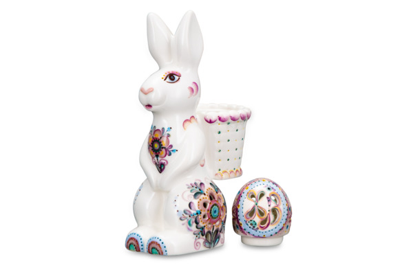 Светильник Семикаракорская керамика Кролик пасхальный 12 см, фаянс, белый