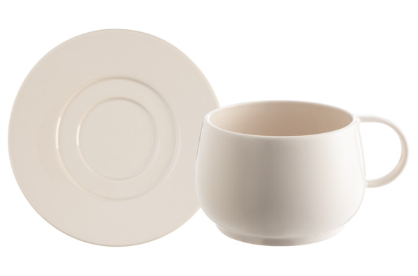 Чашка чайная с блюдцем Degrenne Cafeterie EMPILEO 390 мл, керамика, розовая