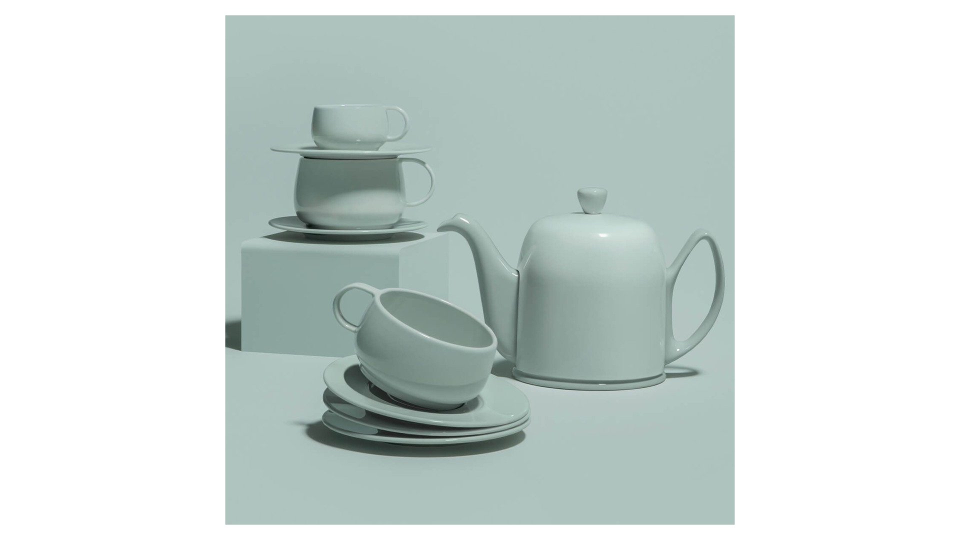 Чашка чайная с блюдцем Degrenne Cafeterie EMPILEO 250 мл, керамика, мятная