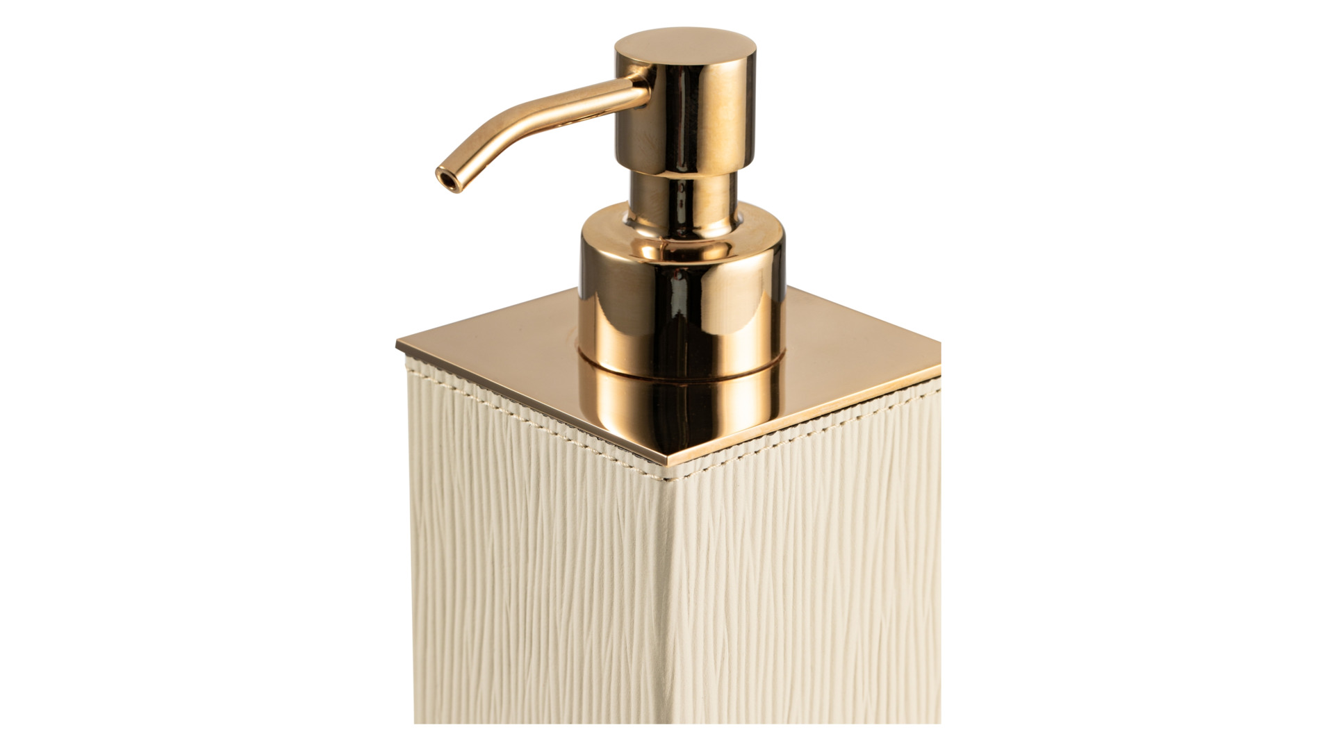 Диспенсер для мыла квадратный Pinetti Посейдон 6х6х16,5 см, кремовый, золотистый