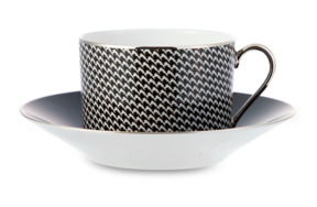 Чашка чайная с блюдцем Legle Гусиная лапка 250 мл, фарфор, черная