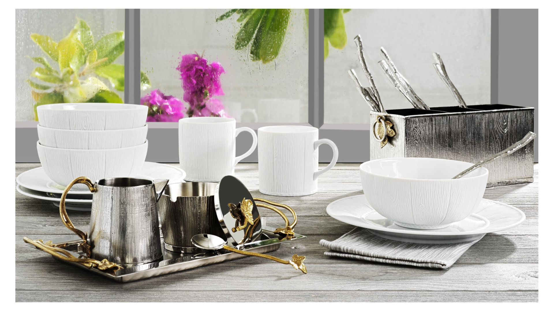 Сервиз чайно-столовый Michael Aram Плющ и дуб на 6 персон 24 предмета, фарфор