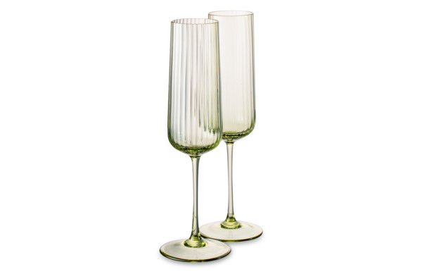 Набор бокалов для шампанского Anna Von Lipa Пульсация 200 мл, 2 шт, стекло хрустальное, зеленый