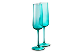 Набор бокалов для шампанского Anna Von Lipa Пульсация 200 мл, 2 шт, стекло хрустальное, бирюзовый