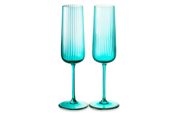 Набор бокалов для шампанского Anna Von Lipa Пульсация 200 мл, 2 шт, стекло хрустальное, бирюзовый
