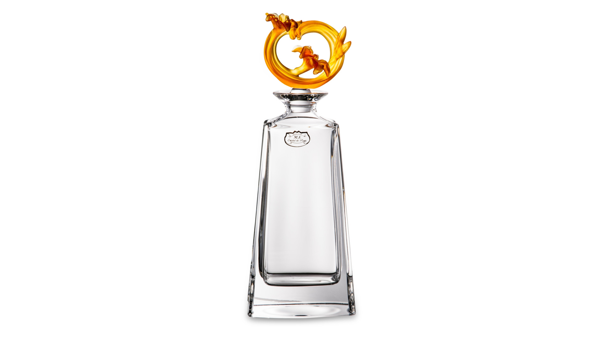 Графин для виски Cristal de Paris Круг 1 л, оранжевый цветок в круге