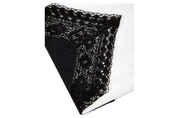 Набор текстиля для сервировки Елецкие Кружева скатерть белая 350х170 см, салфетки черные 12 шт. 45х4