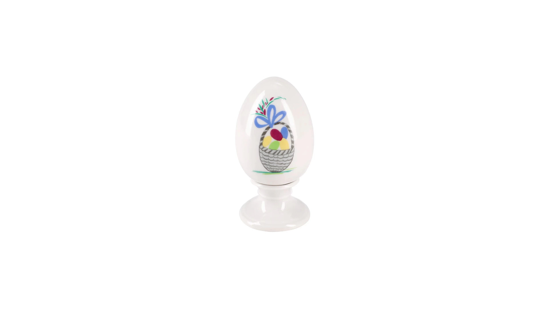 Яйцо пасхальное на подставке ИФЗ Нева Корзиночка 4,2х8,2 см, фарфор твердый