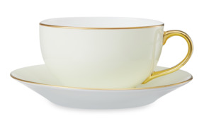 Чашка чайная с блюдцем Legle Под солнцем 280 мл, фарфор, слоновая кость, золотой кант