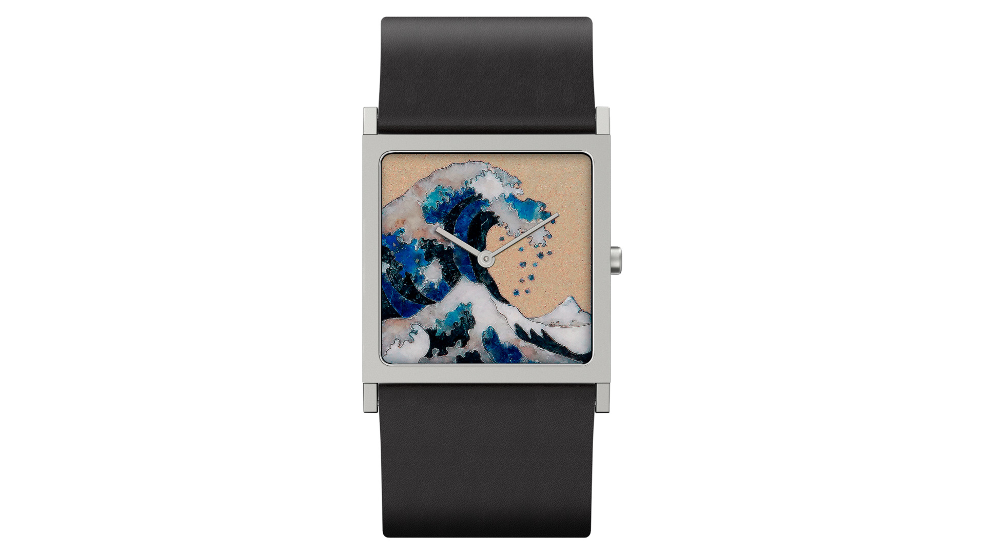 Часы наручные Briller Большая волна в Каганаве К. Хокусай 3,2х3,2 см, сталь нержавеющая, серебристые