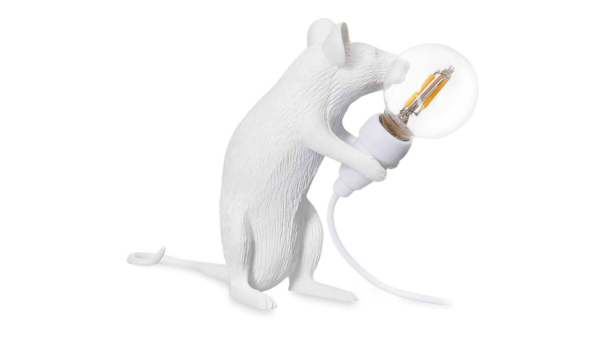 Настольная лампа Seletti Мышь сидит USB 5x15 см, h12,5 см, смола, белая