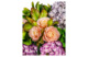 Композиция из холодного фарфора из пиона, сирени, кустовых роз, голубики в керамическом кашпо Утро