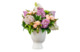 Композиция из холодного фарфора в белой керамической вазе из сирени и чайных роз