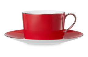 Чашка чайная с блюдцем Legle Под солнцем 250 мл, фарфор, красная, п/к