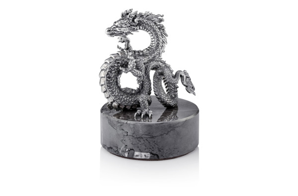 Статуэтка Cluev Decor Дракон малый 8х8х11,8 см 642,4 г, серебро 925, мрамор, п/к