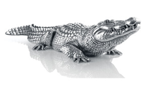 Статуэтка Cluev Decor Крокодил 84х30х13,5 см 7276,8 г, серебро 925, 52 бриллианта, 26 агатов, п/к