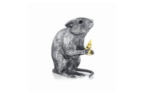 Статуэтка Cluev Decor Крыса с сыром 4х5,3х10 см 308,97 г, серебро 925, п/к