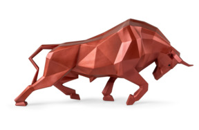 Фигурка Lladro Бык оригами 50х16х24 см, фарфор, красный металлик