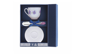 Набор чайный в футляре Аргента Ландыш Сиреневые цветы 22,65 г, 3 предмета, серебро 925