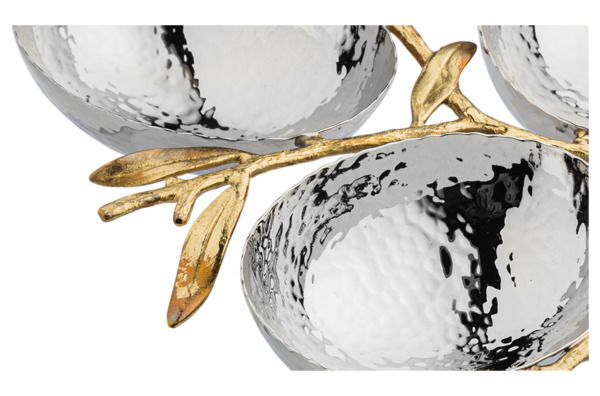 Менажница трехсекционная Michael Aram Золотая оливковая ветвь 22 см, серебрист