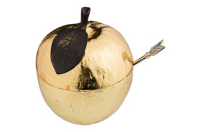 Сахарница с ложкой Michael Aram Золотое яблоко 11см, золотистая