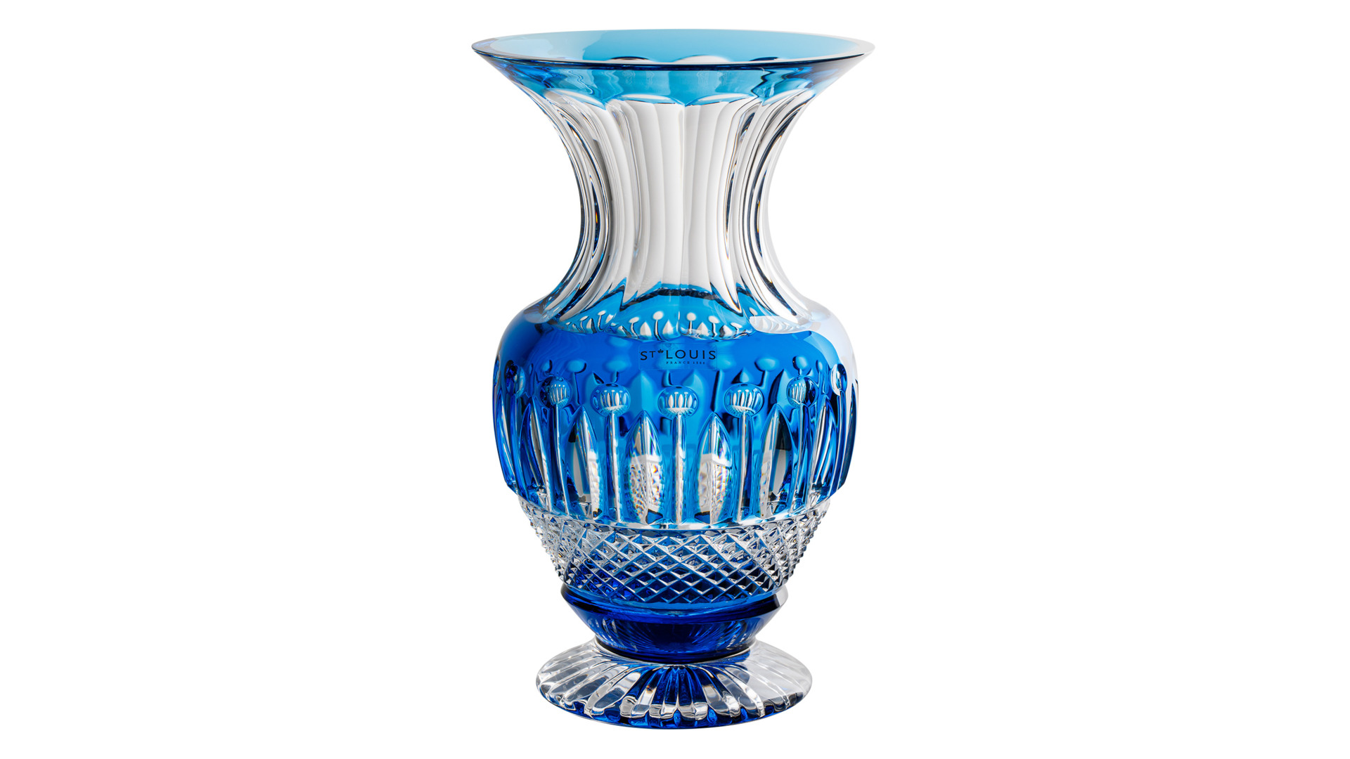 Blue swung glass vase