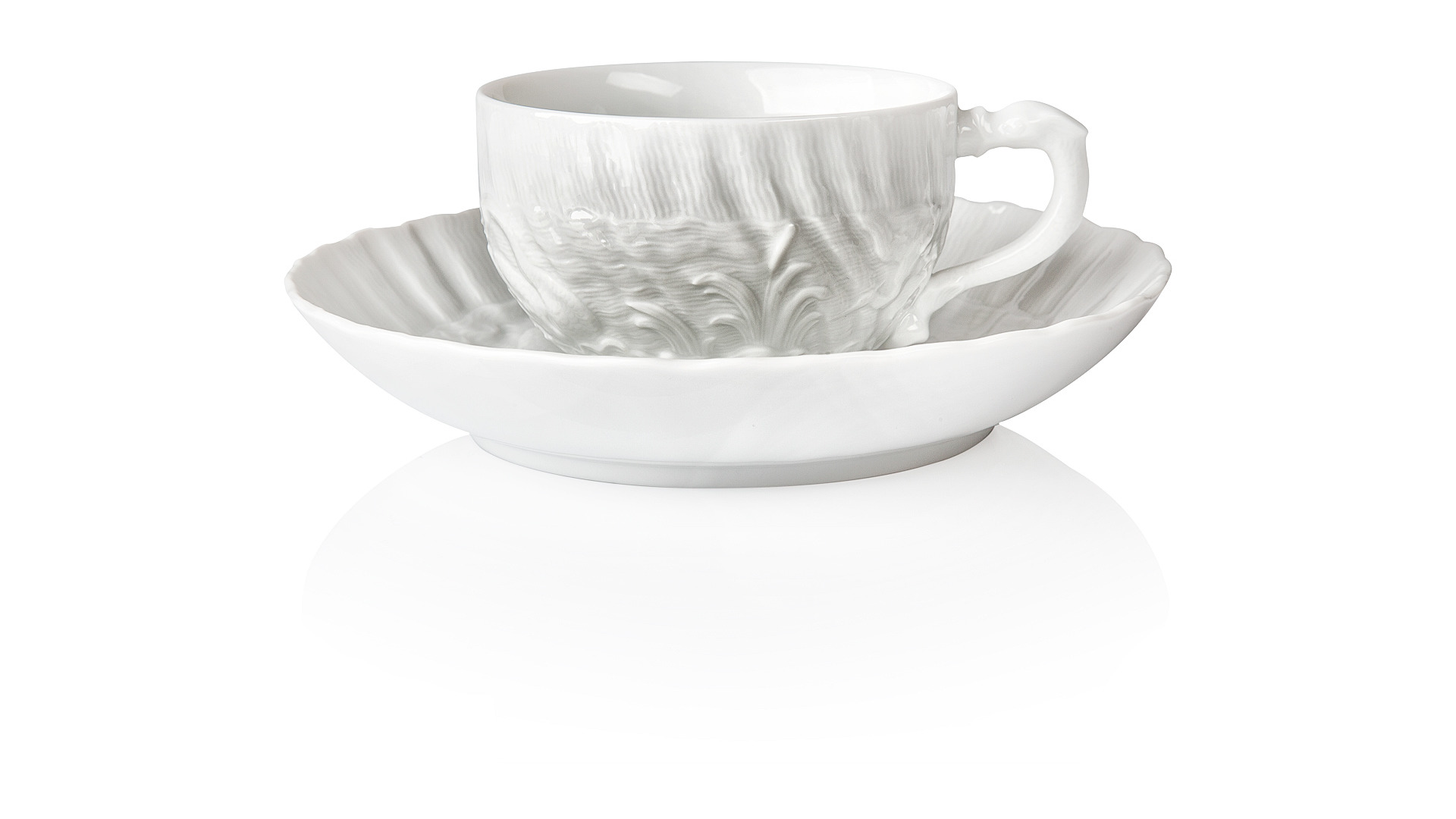 Сервиз чайный Meissen Лебединый сервиз, белый рельеф  на 6 персон 21 предмет, фарфор