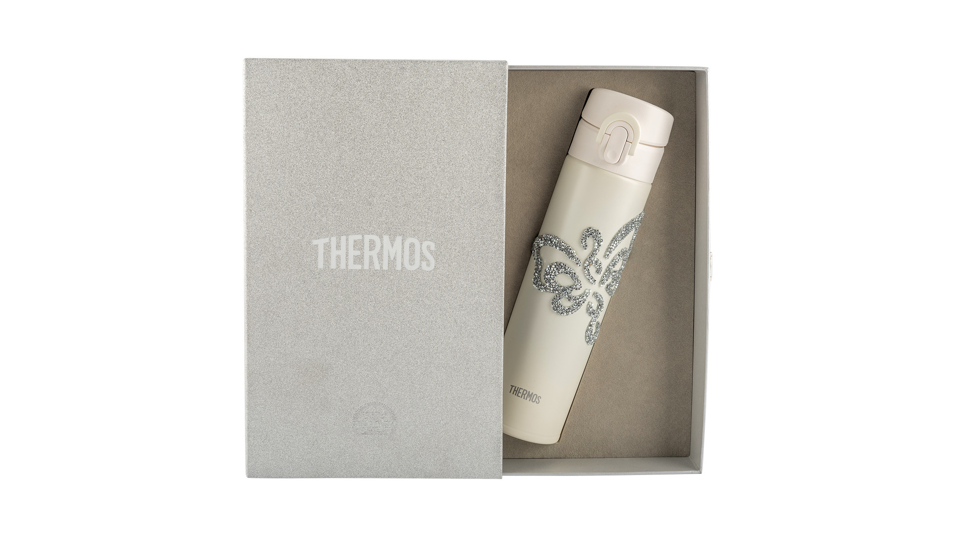 Термокружка Thermos JNI-350-SW Butterfly, 350мл, нержавеющая сталь, белая, с кристаллами Swarovski,