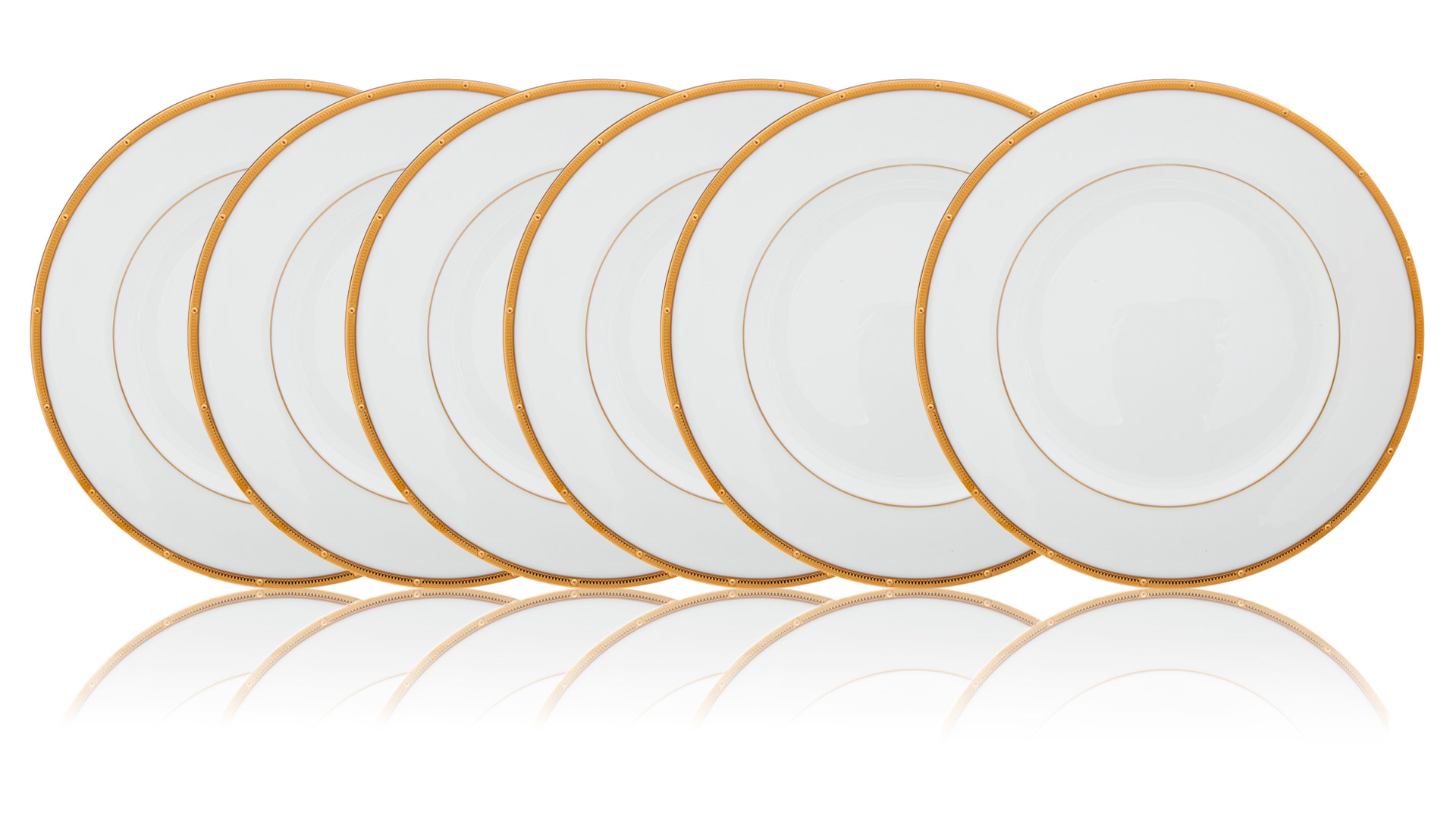 Набор тарелок закусочных Noritake Рочель Золотой кант 22 см, фарфор, 6 шт